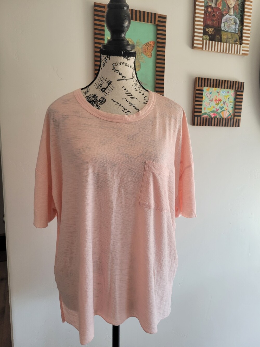 James Perse Pale Pink Short Sleeve Crewneck Pocket Tee